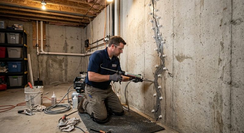 Basement Crack Repair in Westford, MA