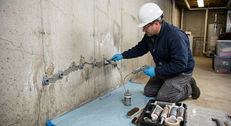 Basement Crack Repair in Westford, MA