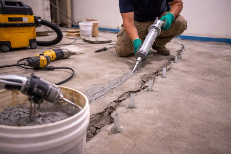 Cracked Basement Floor Repair in Westford, MA
