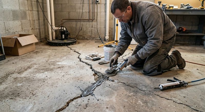 Cracked Basement Floor Repair in Westford, MA