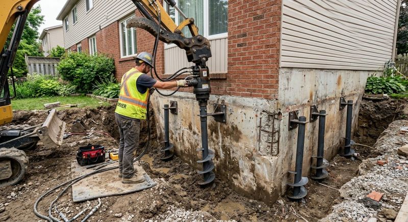 Helical Piers Installation in Westford, MA