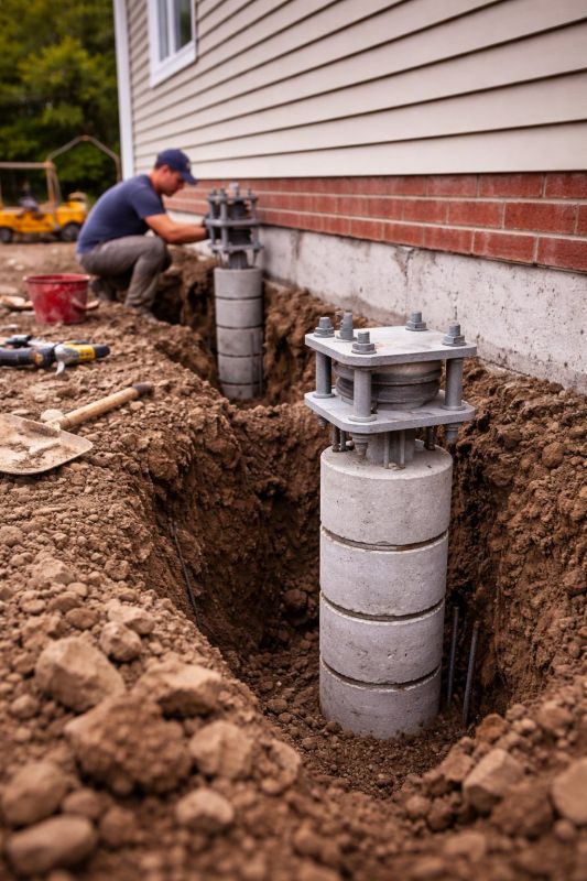 Helical Piers Installation in Westford, MA