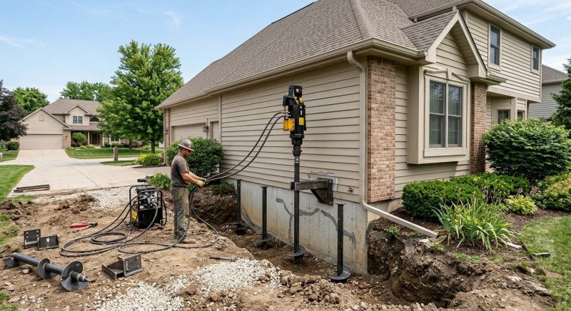 Helical Piers Installation in Westford, MA