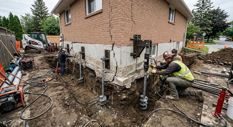 Sinking Foundation Repair in Chelmsford, MA