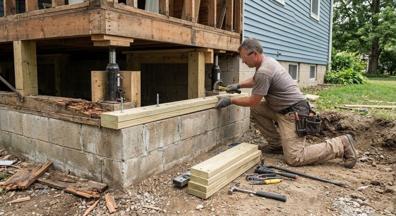 Sinking Foundation Repair in Lunenburg, MA